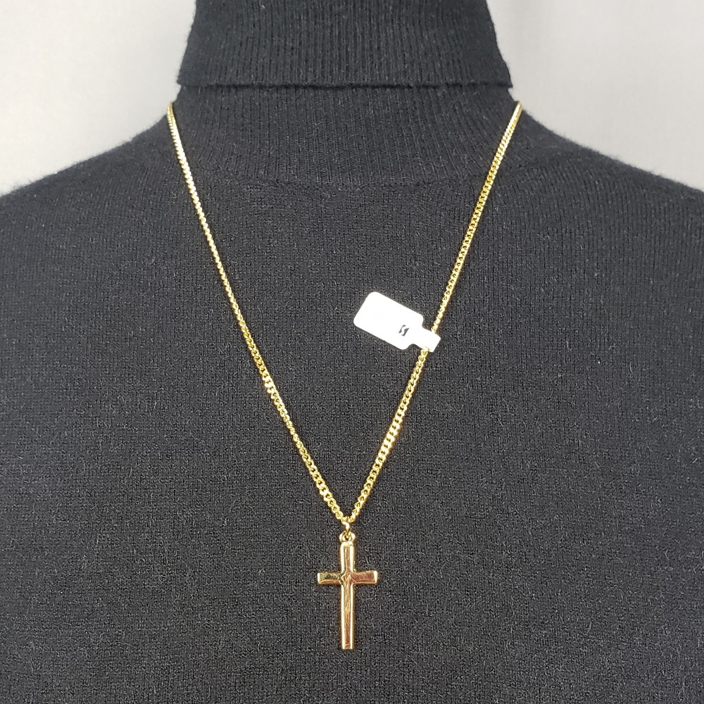 Bob Siemon Gold Plated Plain Cross Pendant Necklac